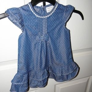 BABALUNO JEAN DRESS RUFFLES & BOW~9-12M